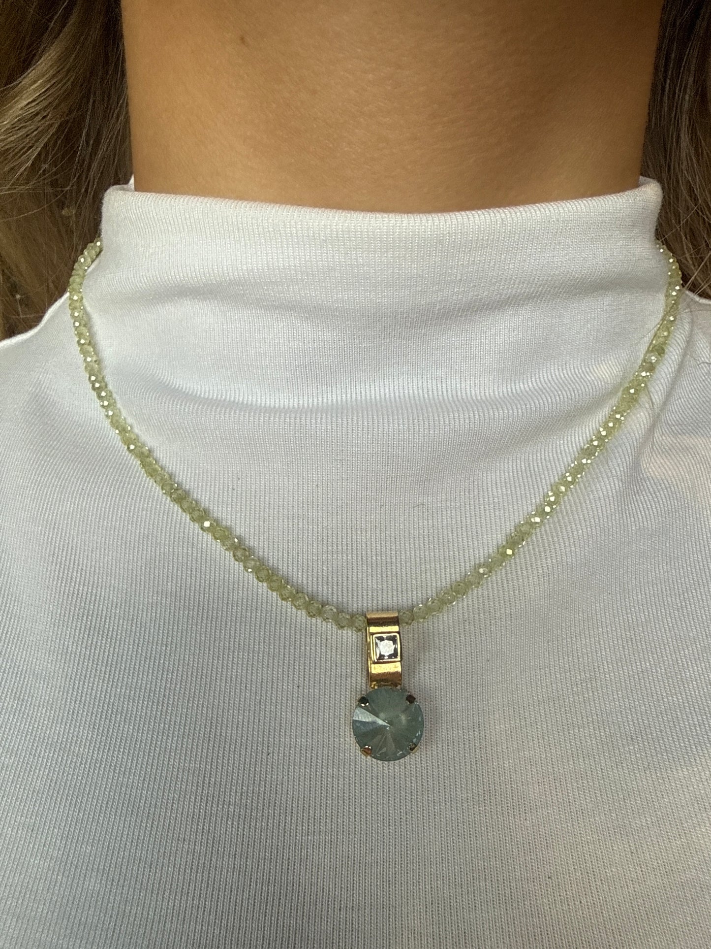 Mint Beaded Pendant Necklace