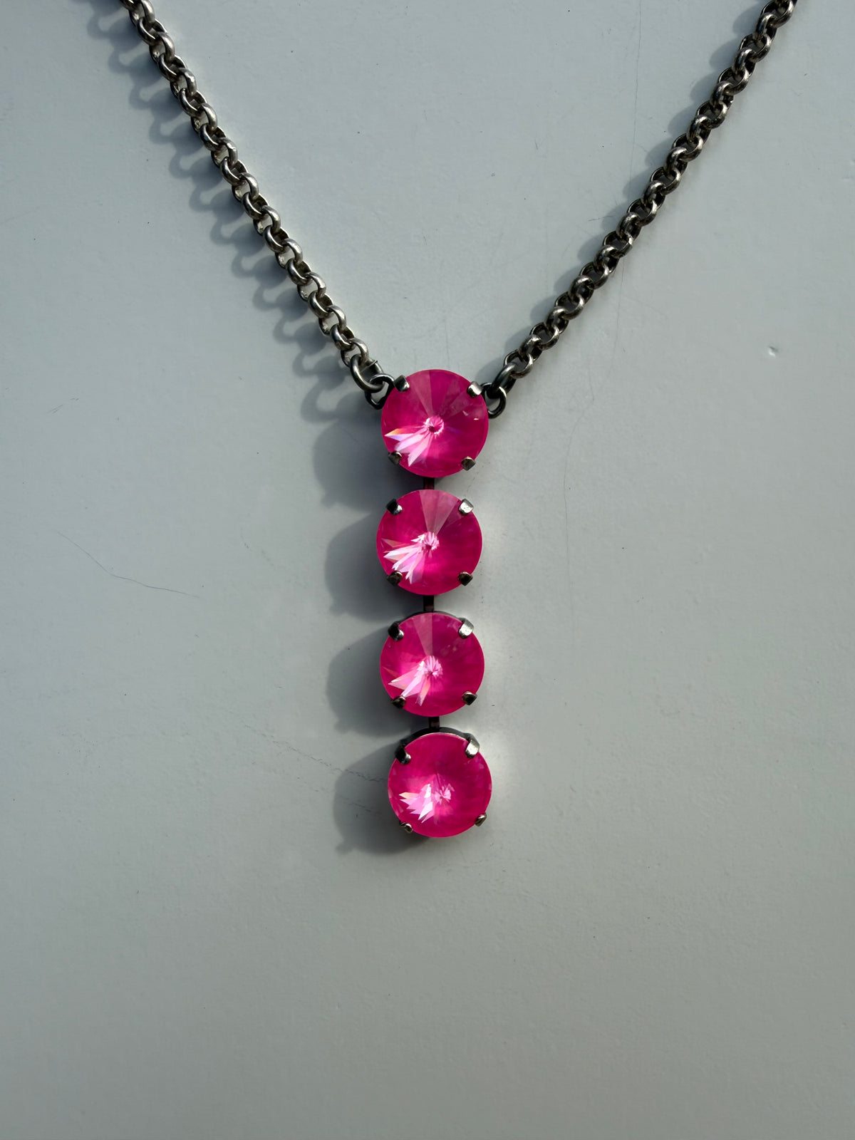 WETSTONE: Antique Electric Pink Noir Drop Necklace