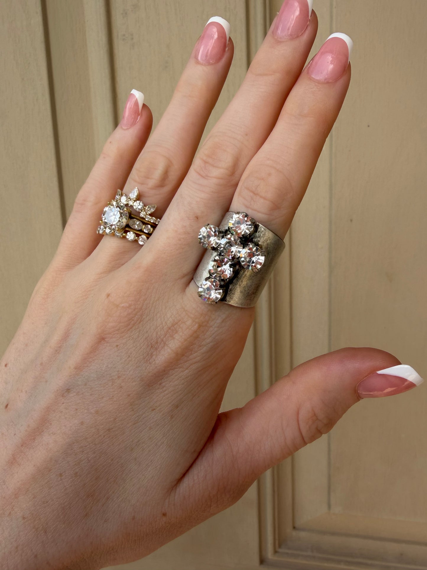 Silver and Clear Cross Ring