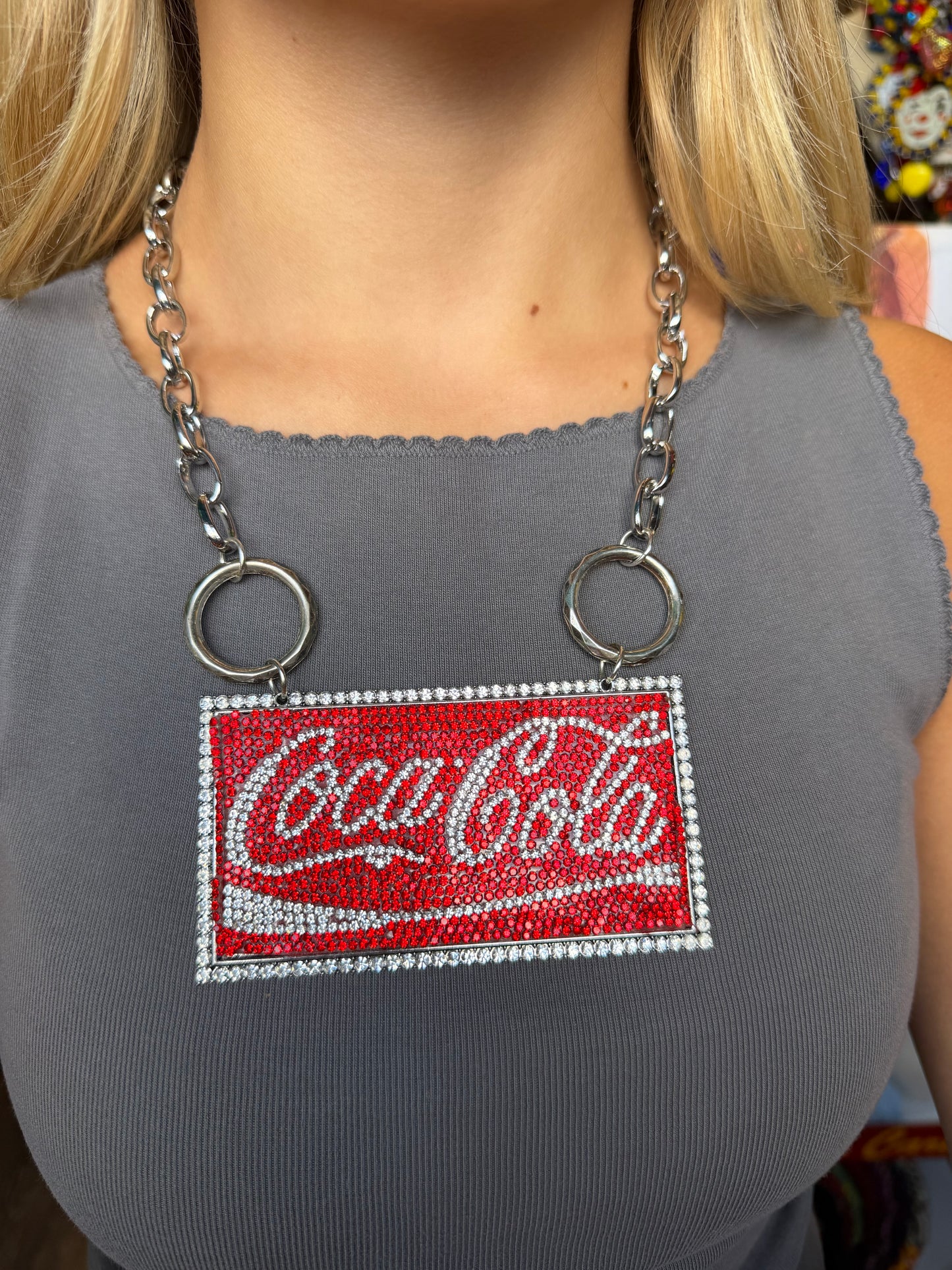 RED COKE N COLA ROLLA NECKLACE
