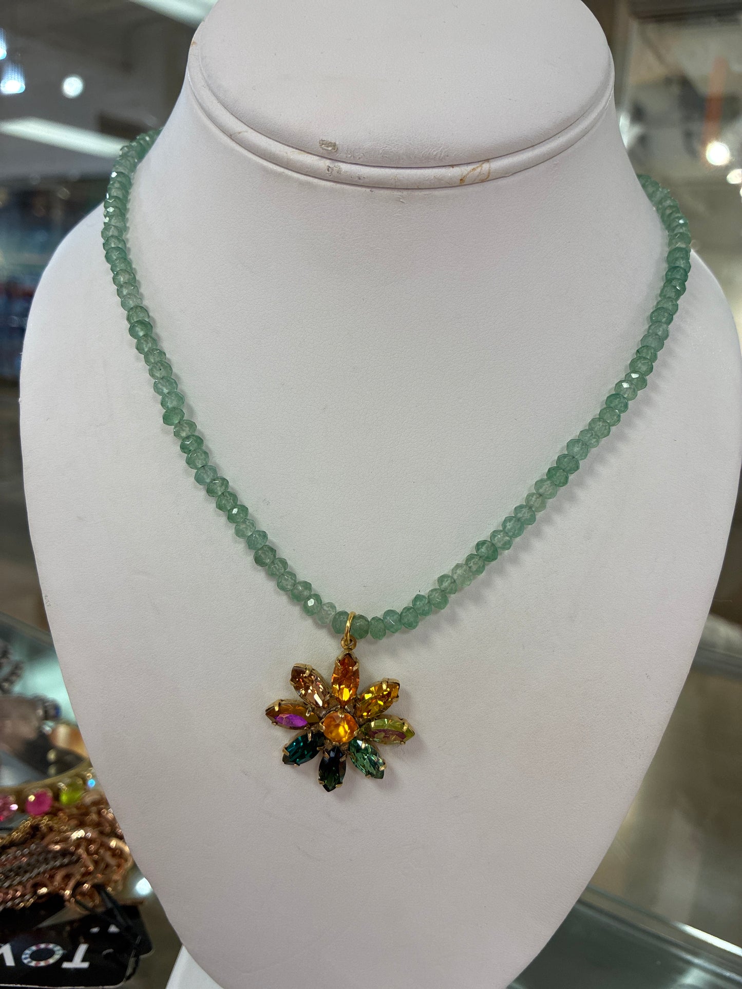 Aqua Fall Beaded Necklace