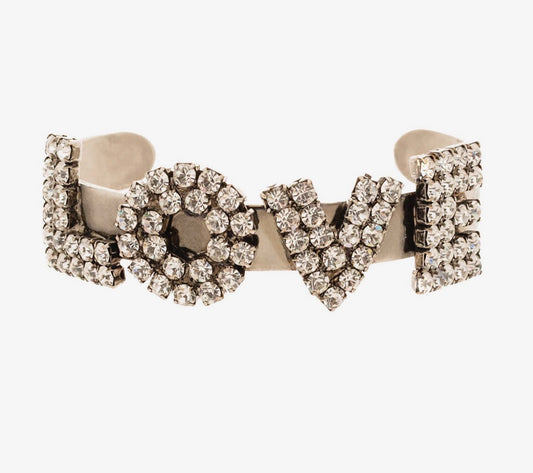 MINI LOVE CUFF IN ANTIQUE SILVER/CLEAR