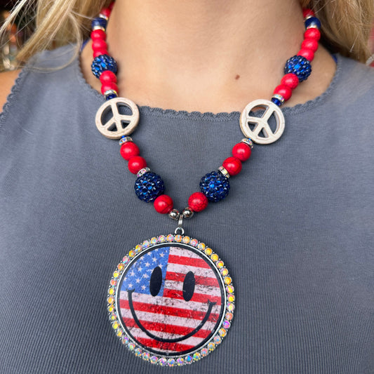 Smiley USA Peace Necklace
