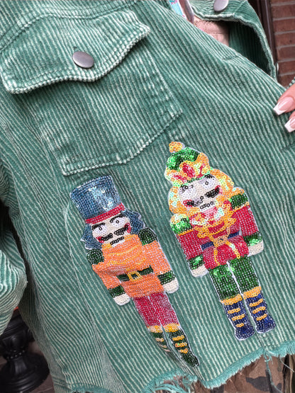 NUTCRACKERS EMBROIDERY CHRISTMAS CORDUROY JACKET