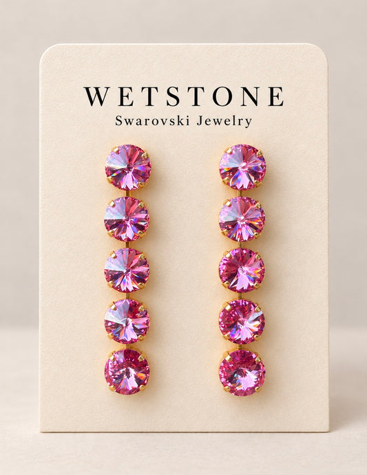 WETSTONE: Pink 5- Drop Earrings