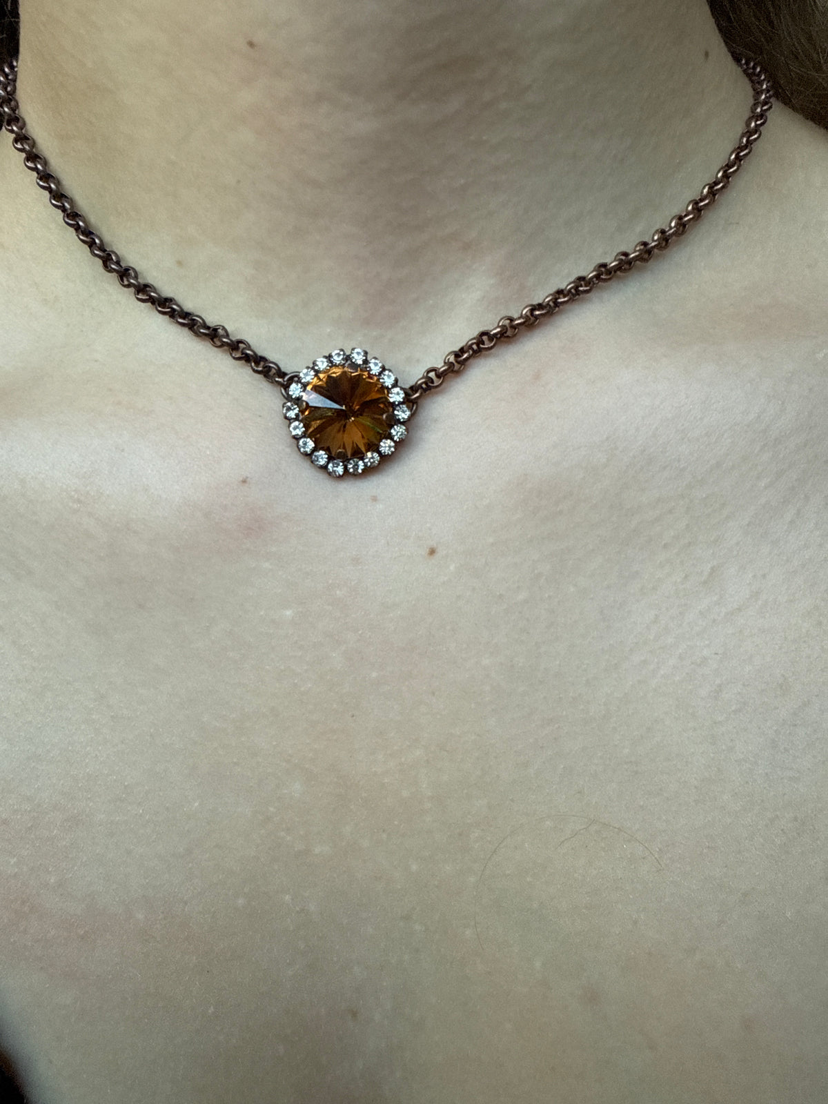 WETSTONE: Brown Drop Necklace (brass)