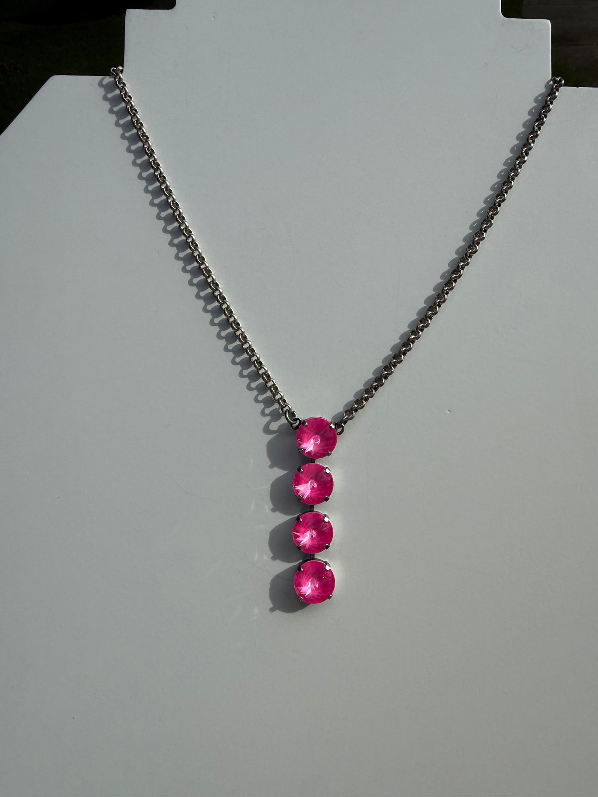 WETSTONE: Antique Electric Pink Noir Drop Necklace