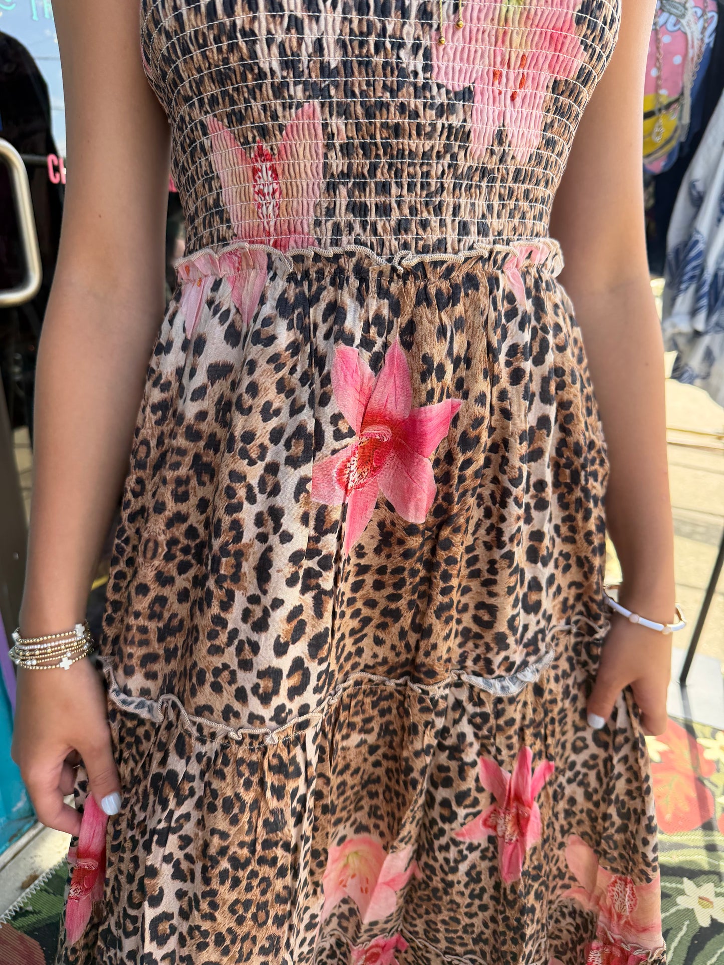 STRAPLESS SMOCKED TIERED MAXI DRESS