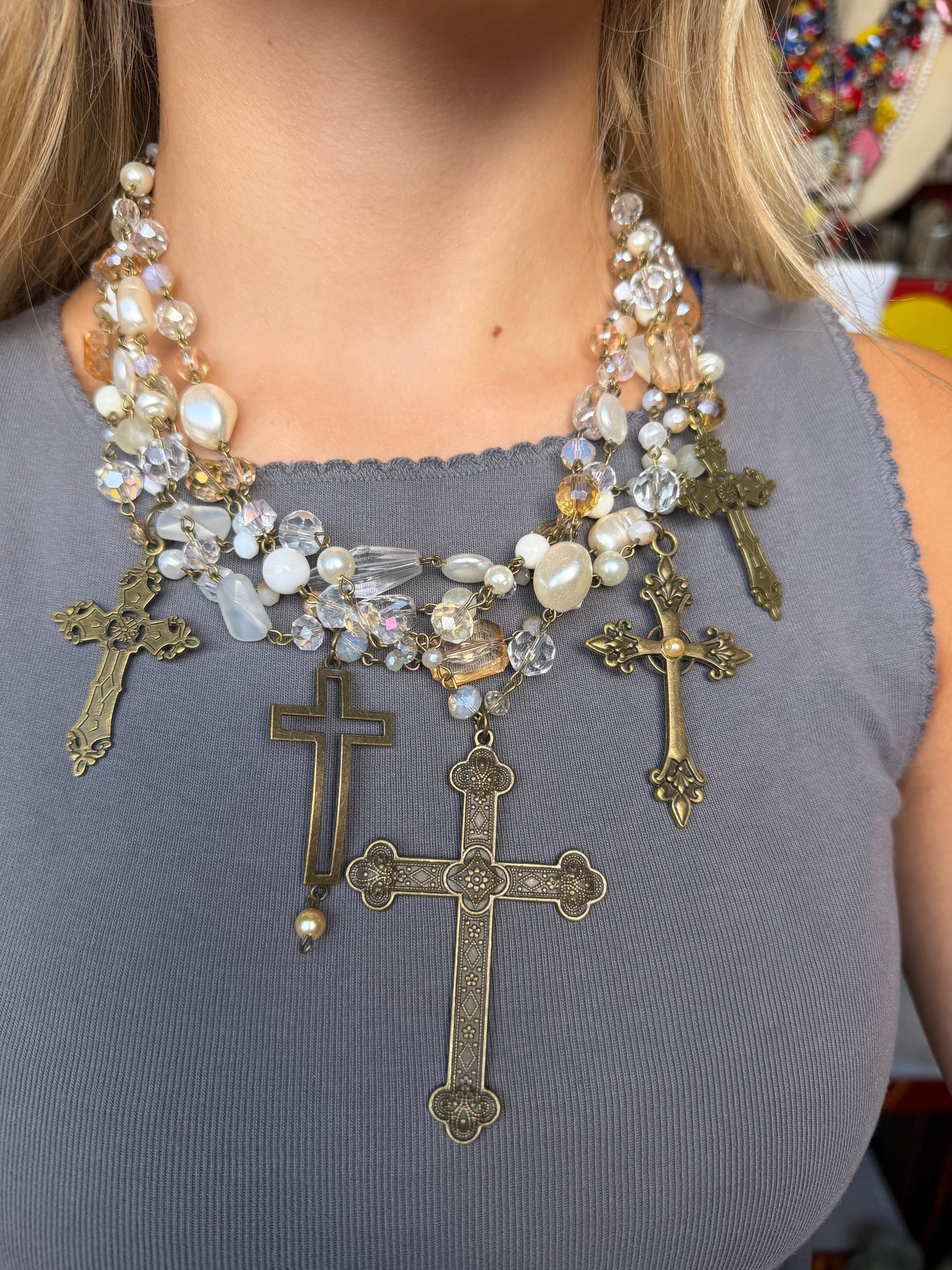LAYERED CROSS NECKLACE