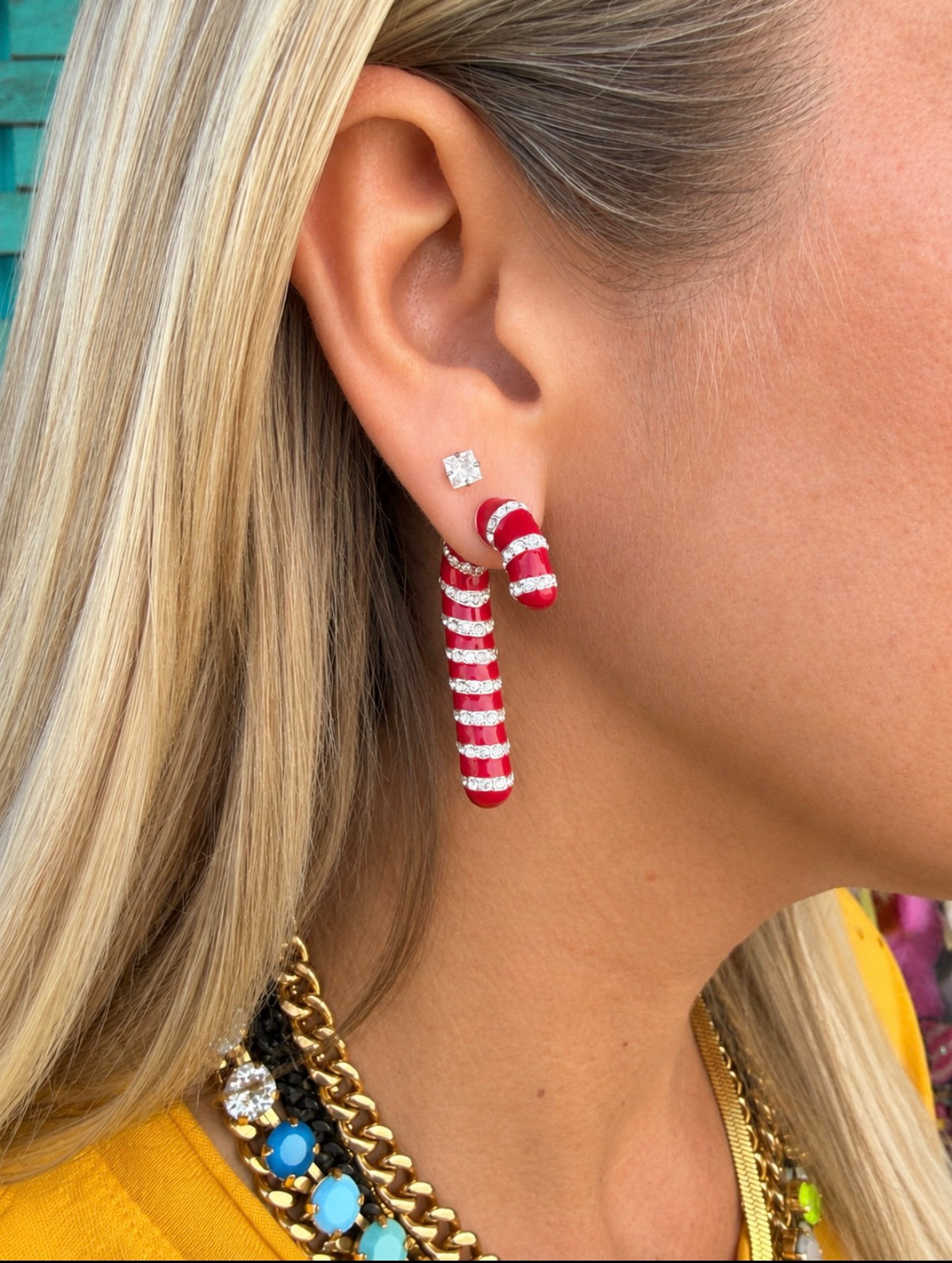 Candy Cane Front-Back Earrings