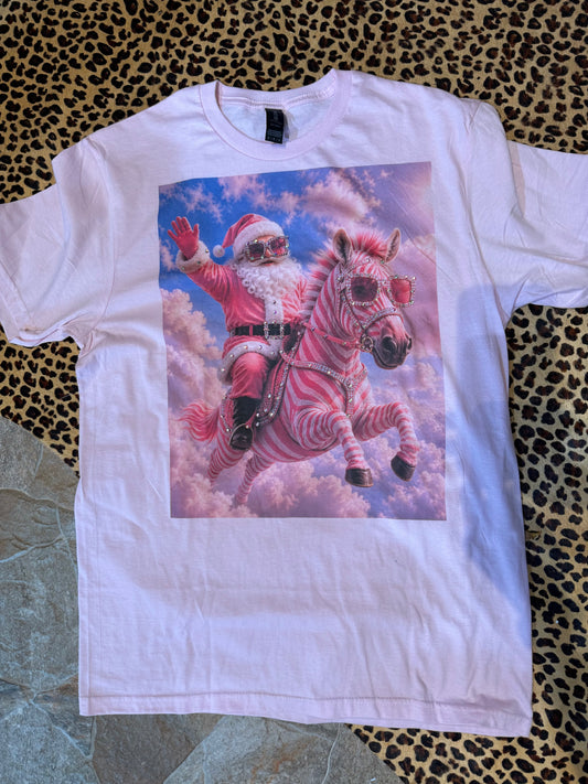 Santa Zebra Pink Tee