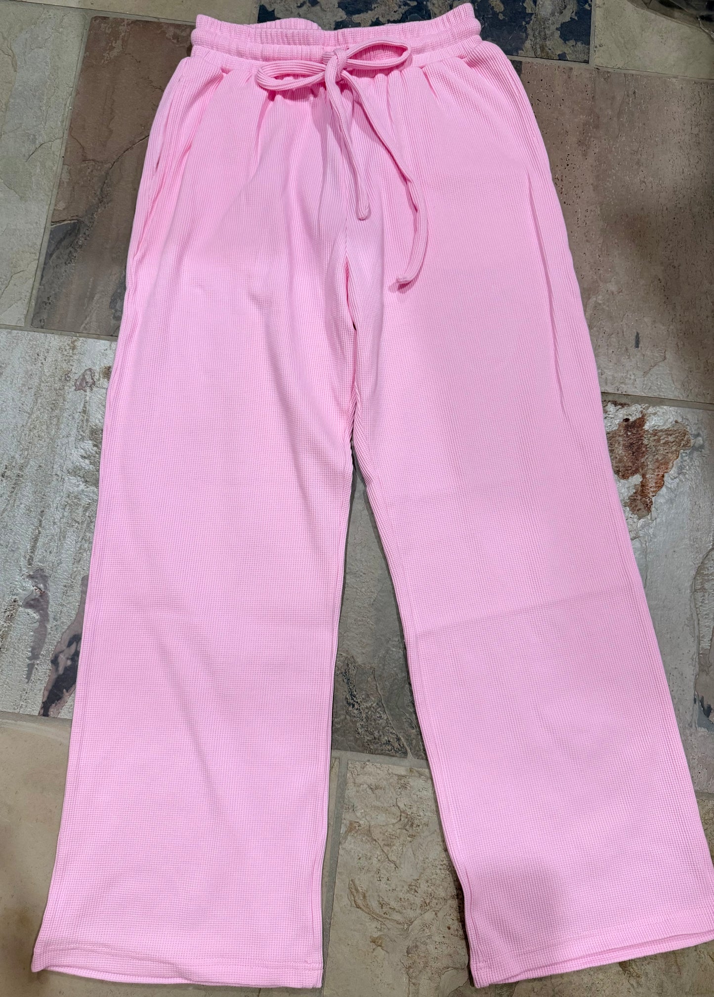 Pink Waffle Sweatpants