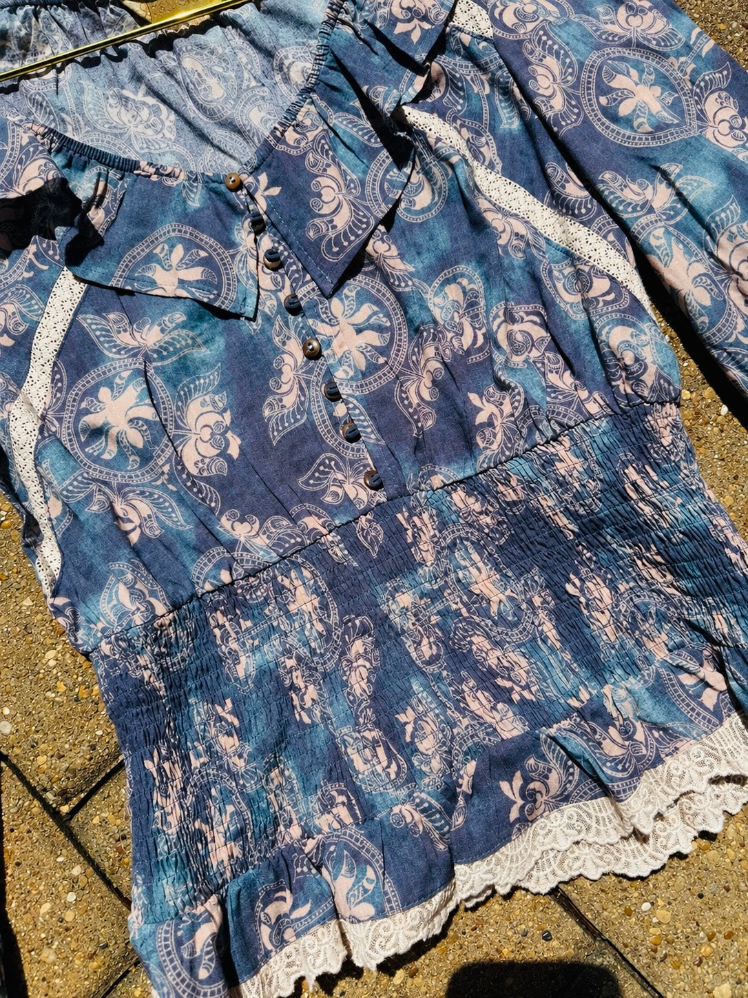 Boho Paisley Smocked Peplum Blouse