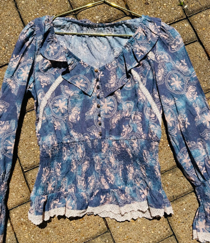 Boho Paisley Smocked Peplum Blouse