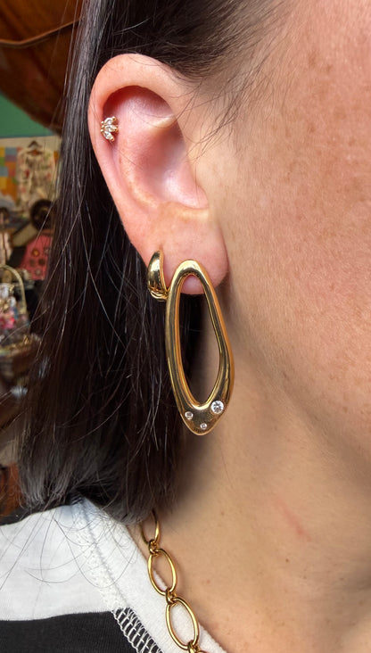 Molten Crystal Dotted Oval Earrings