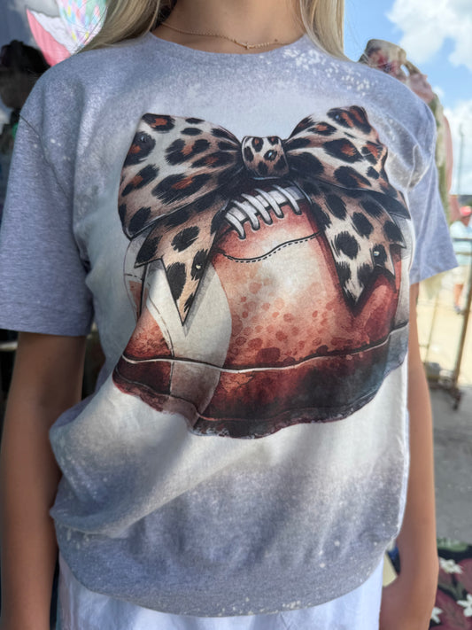 Football With Leopard Bow Tee