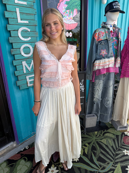 Solid Soft Pleated Flowy Maxi Skirt With Lining