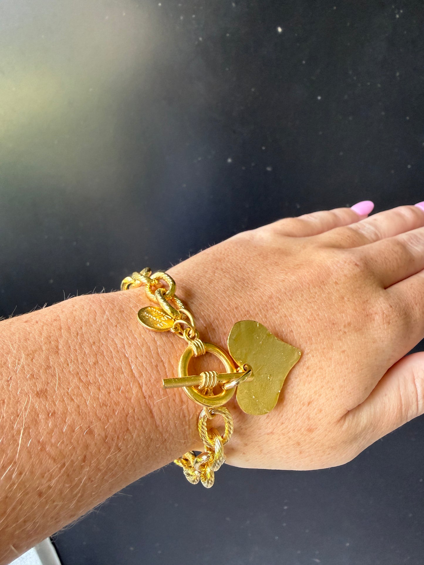 Gold Heart Toggle Bracelet