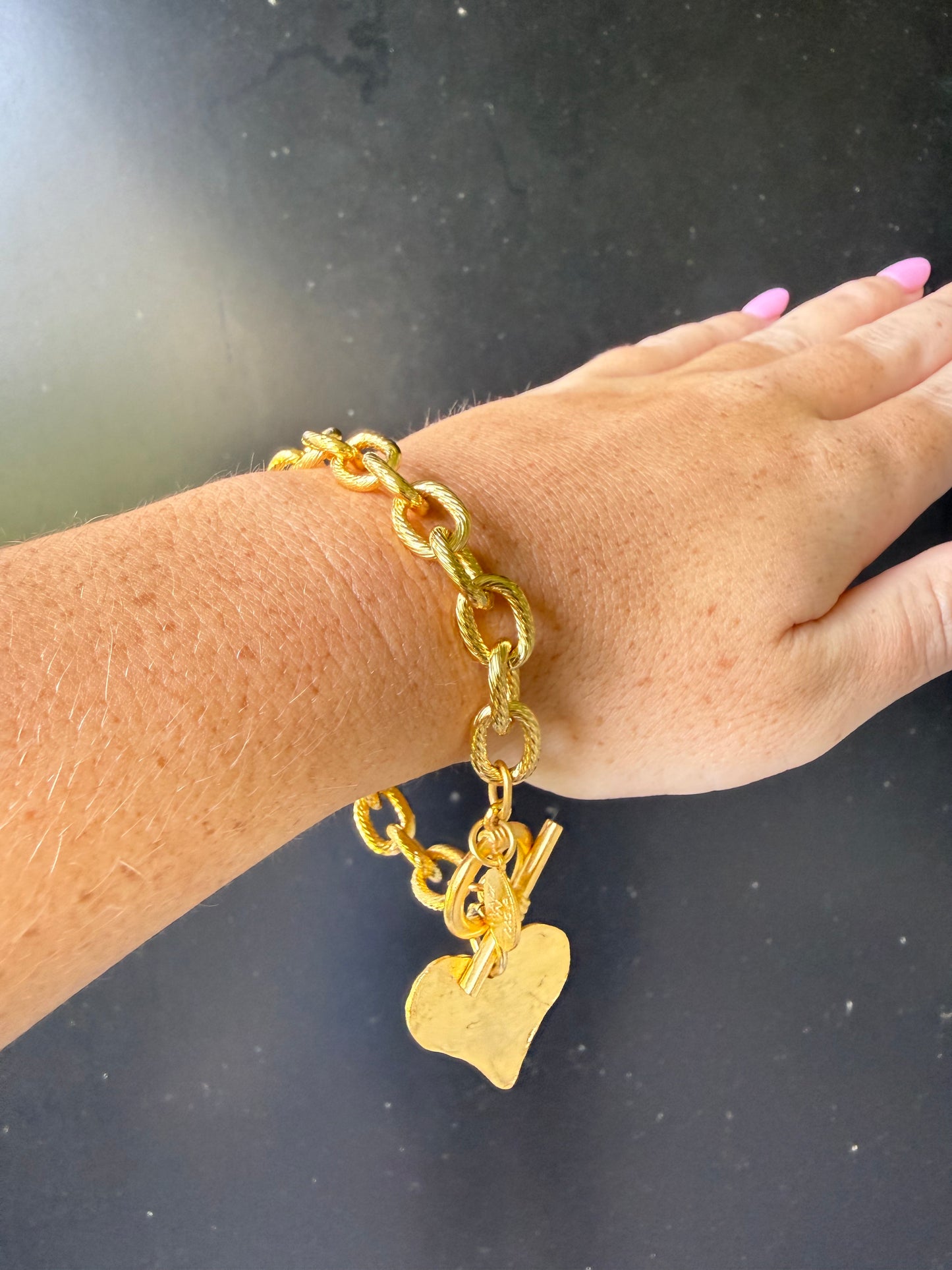 Gold Heart Toggle Bracelet
