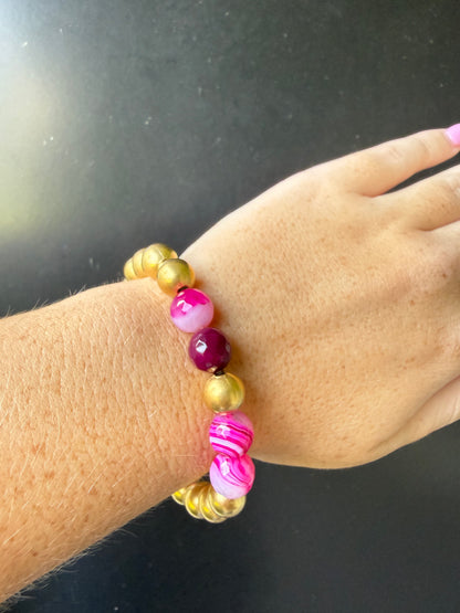 Fuchsia Agate Margaret Mini Stone Bracelet