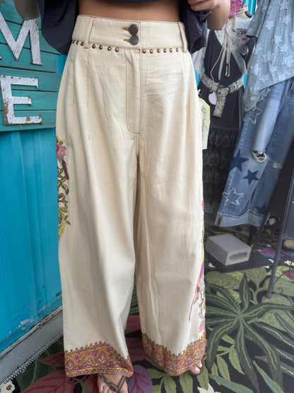 Time To Shine Denim Pants | Wide Leg Pants | Floral Pants