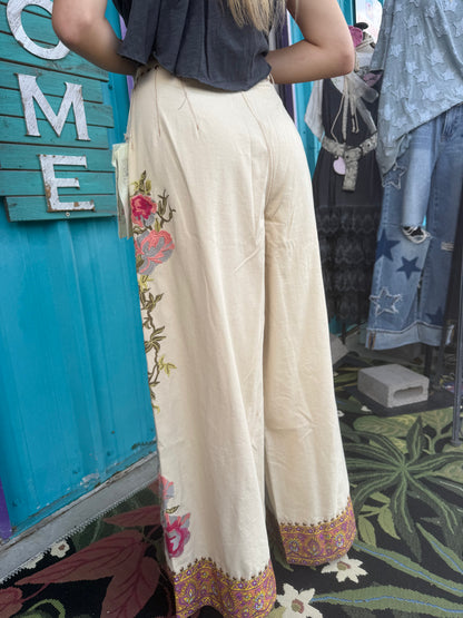 Time To Shine Denim Pants | Wide Leg Pants | Floral Pants