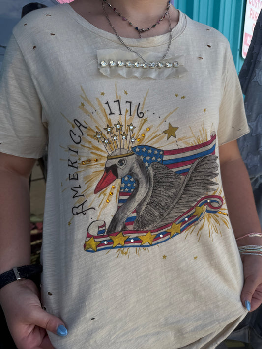 America Swan Tattered Tee
