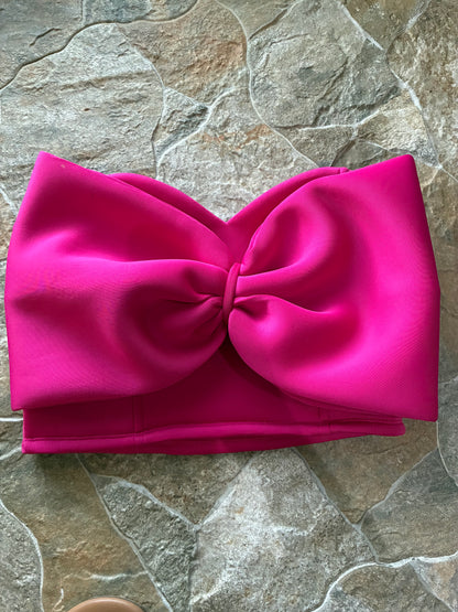 Hot Pink Bow Strapless Top