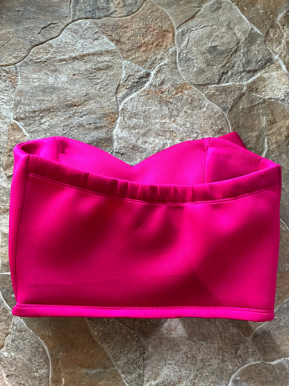 Hot Pink Bow Strapless Top