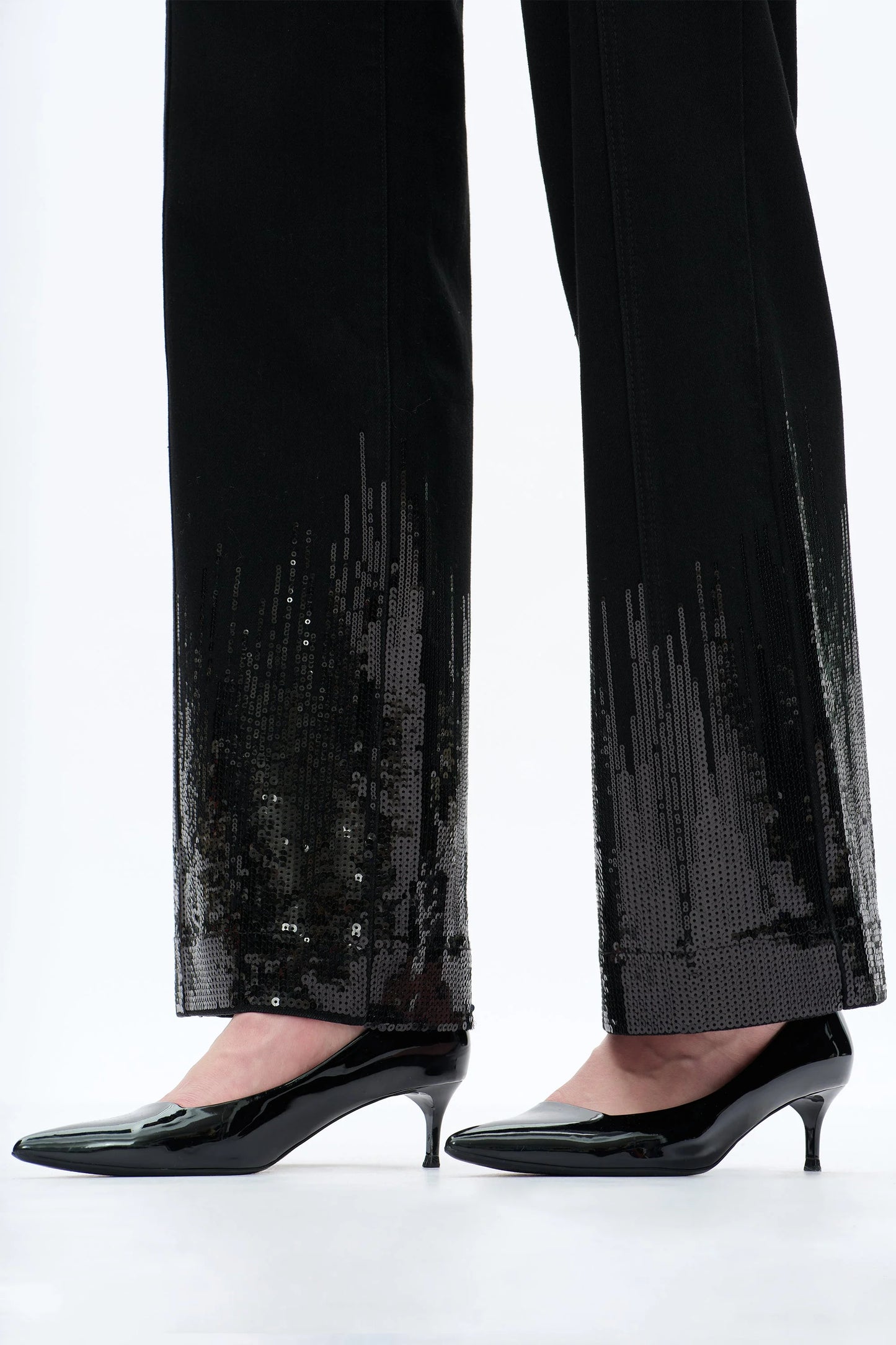 High Rise Sequin Wide Leg Jeans