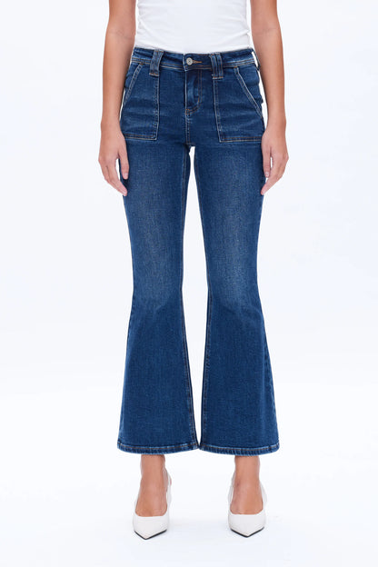 Deep Sea Mid Rise Flare Jeans