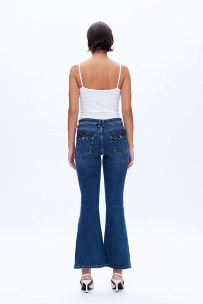 Deep Sea Mid Rise Flare Jeans