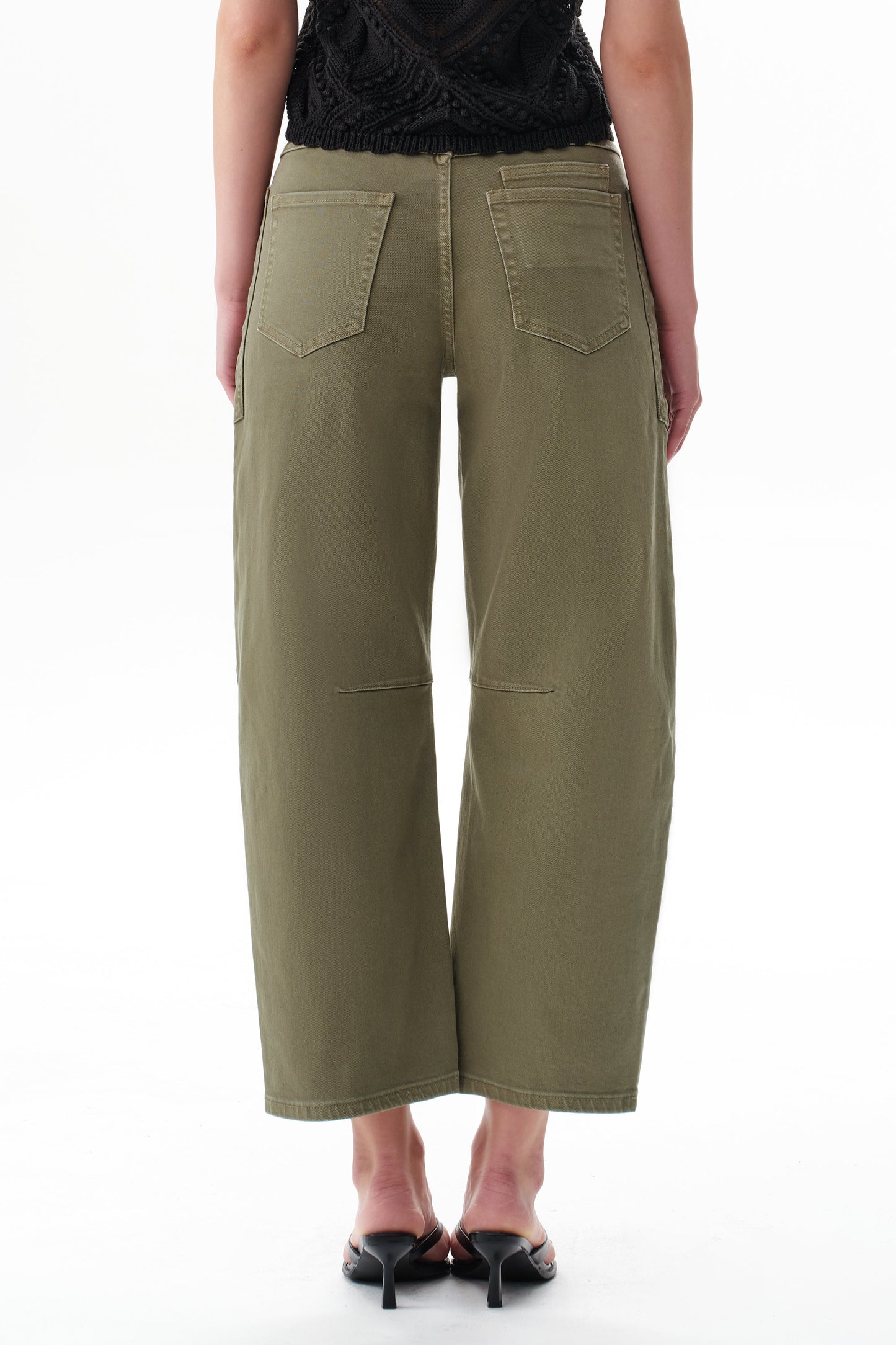 Green High Rise Drawstring Barrel Pants