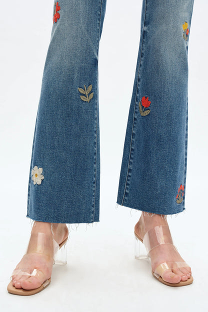 Mid Rise Floral Embroidered Bootcut Jeans