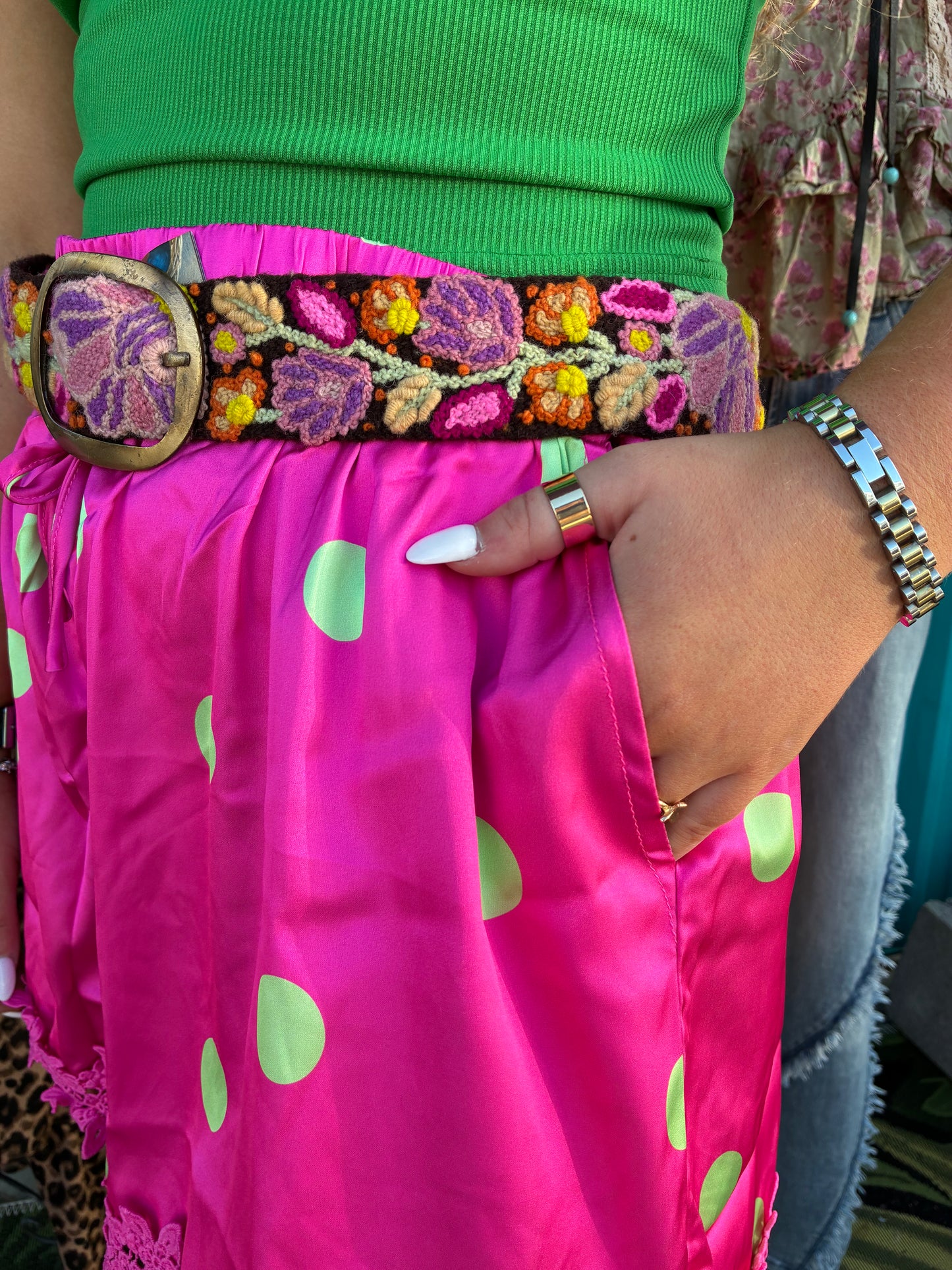 Plus - Polka Dot Satin Lace-Trim Shorts