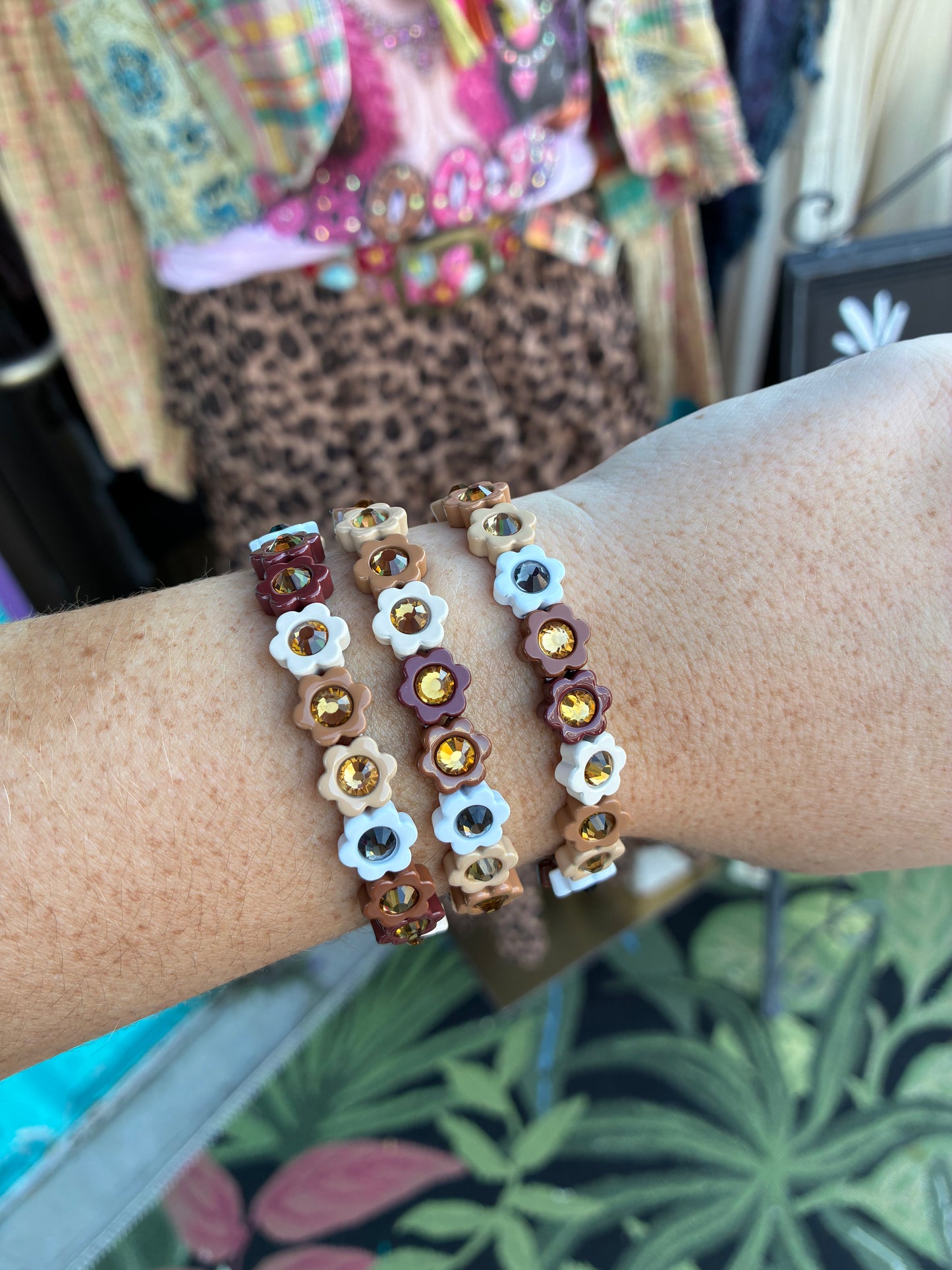 Mocha Bloom Flower Stretch Bracelet