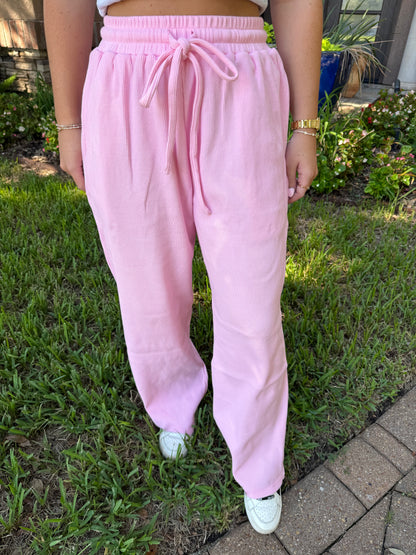 Pink Waffle Sweatpants