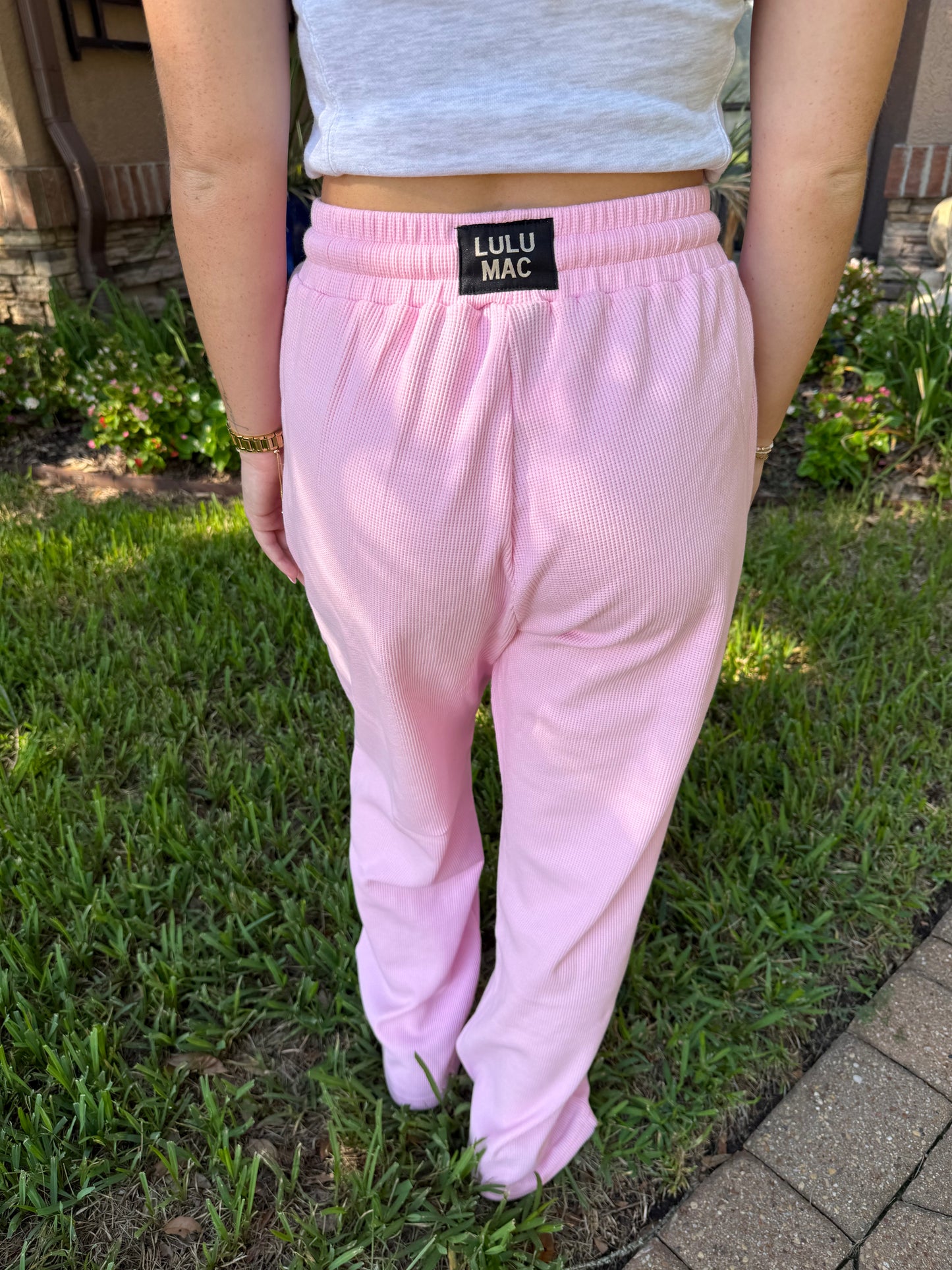Pink Waffle Sweatpants