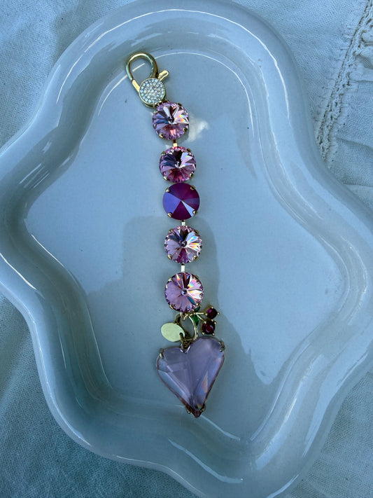 WETSTONE: Vintage Pink Heart and Cherry Bag Charm