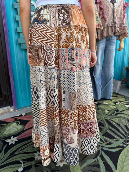 Boho Ruffle Wide Flare Skirt