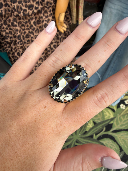 WETSTONE: Jet Black Diamond Liz Taylor Ring
