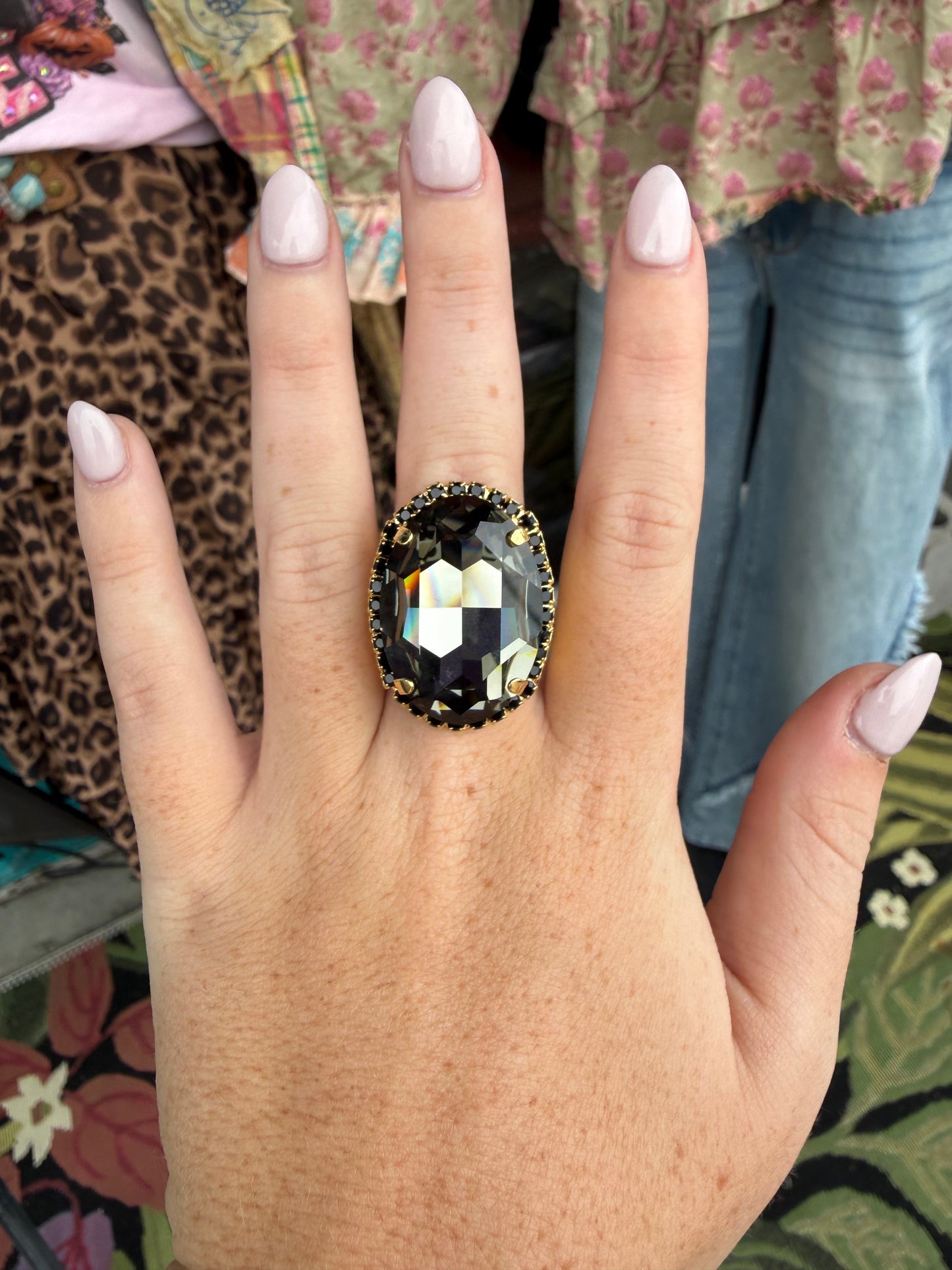 WETSTONE: Jet Black Diamond Liz Taylor Ring
