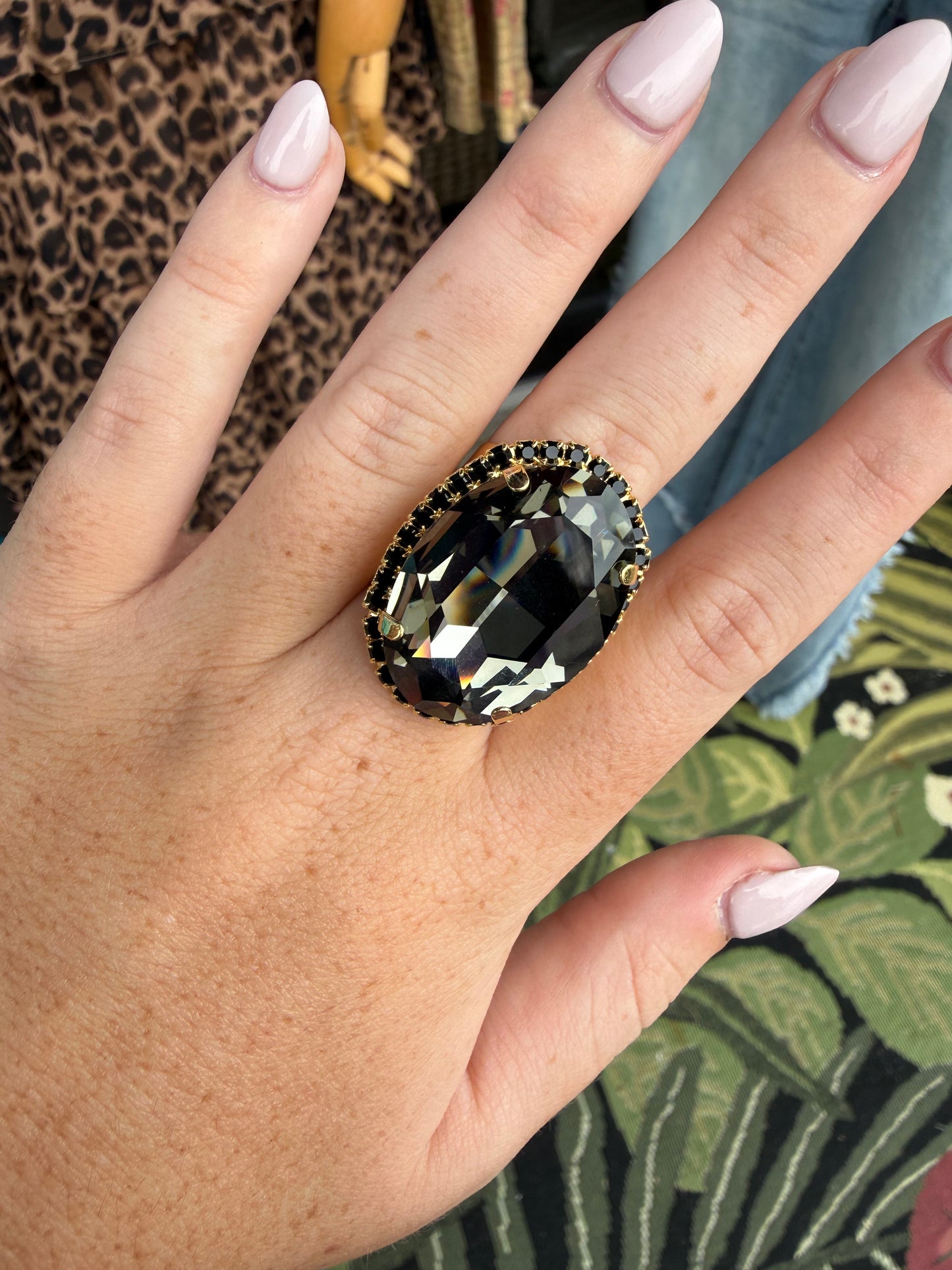 WETSTONE: Jet Black Diamond Liz Taylor Ring