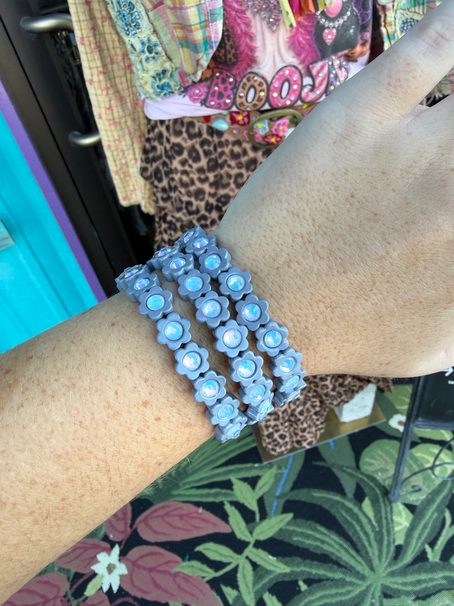Silver Frost Flower Stretch Bracelet