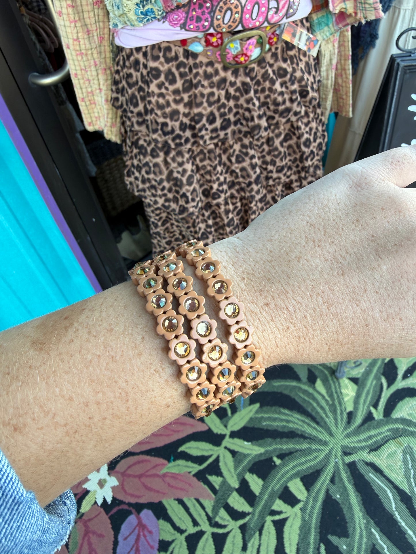 Caramel Flower Stretch Bracelet