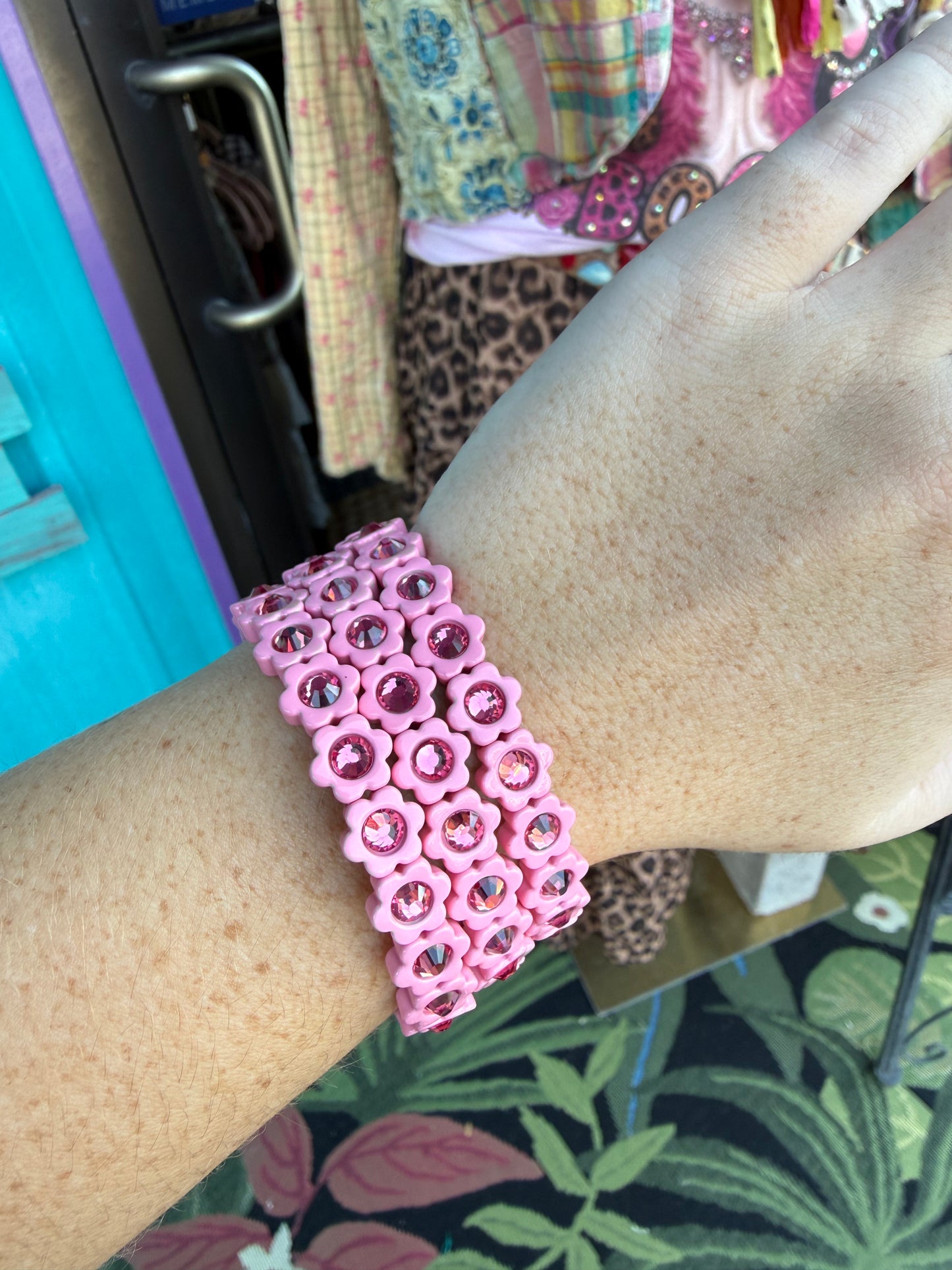 Pink Crush Flower Stretch Bracelet