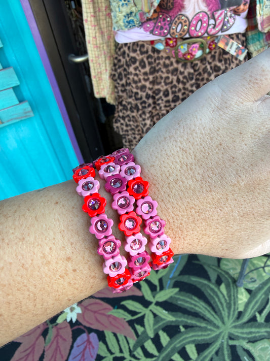 Cherry Crush Bloom Flower Stretch Bracelet