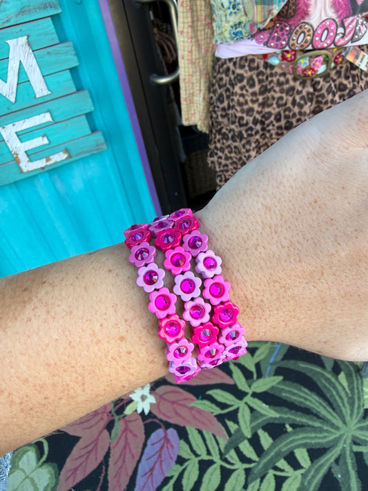 Barbie Pink Bloom Flower Stretch Bracelet