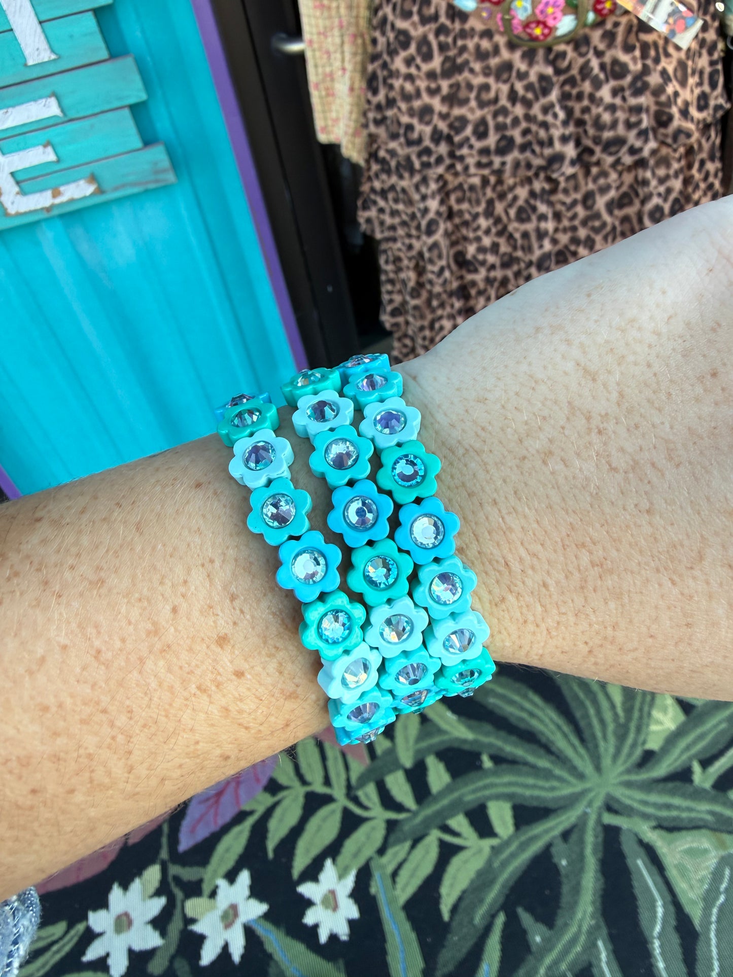 Tiffany Blue Flower Stretch Bracelet
