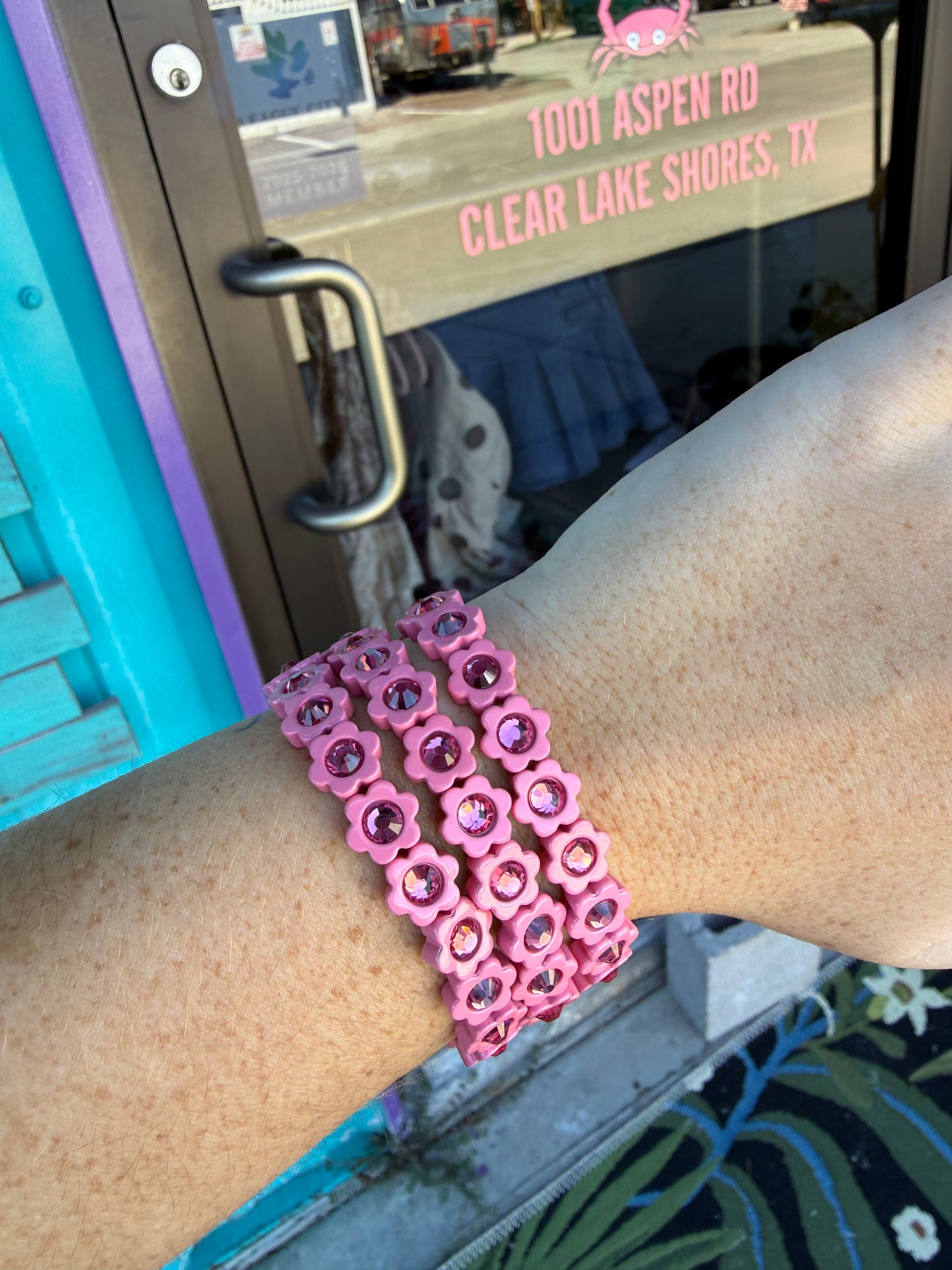 Dusty Pink Flower Stretch Bracelet